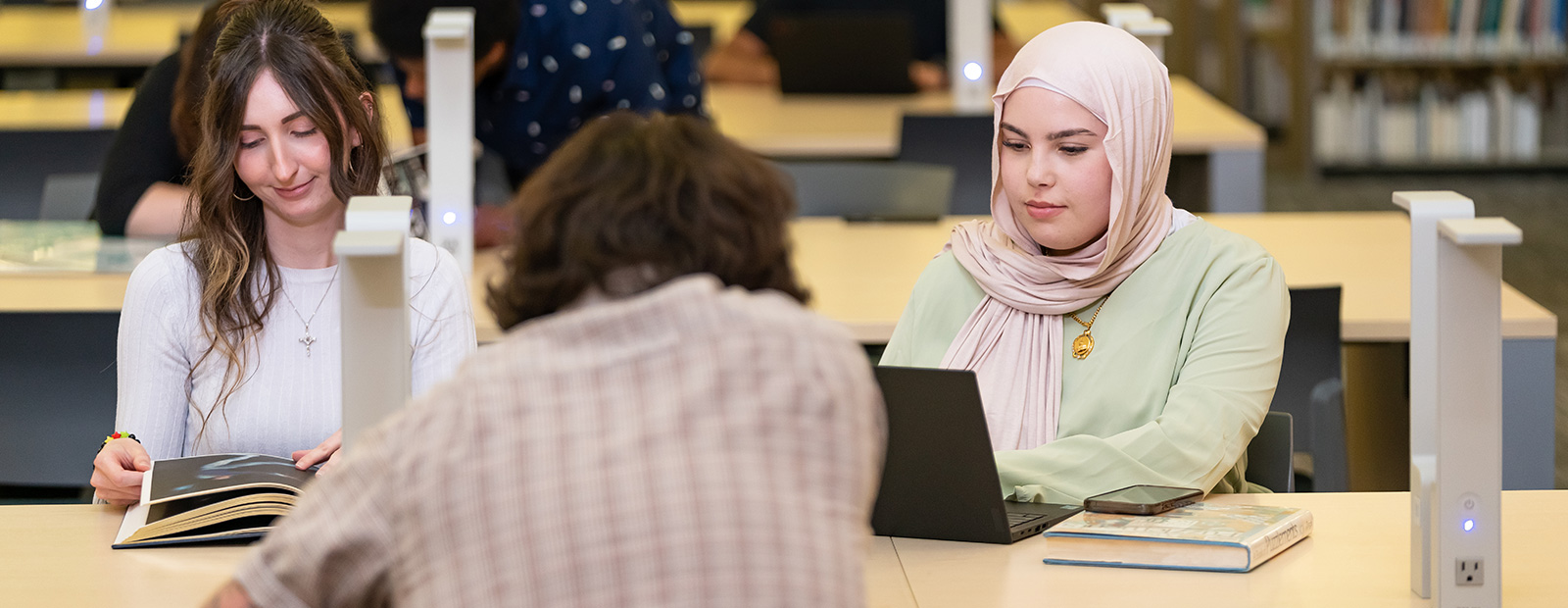 Students studying in library