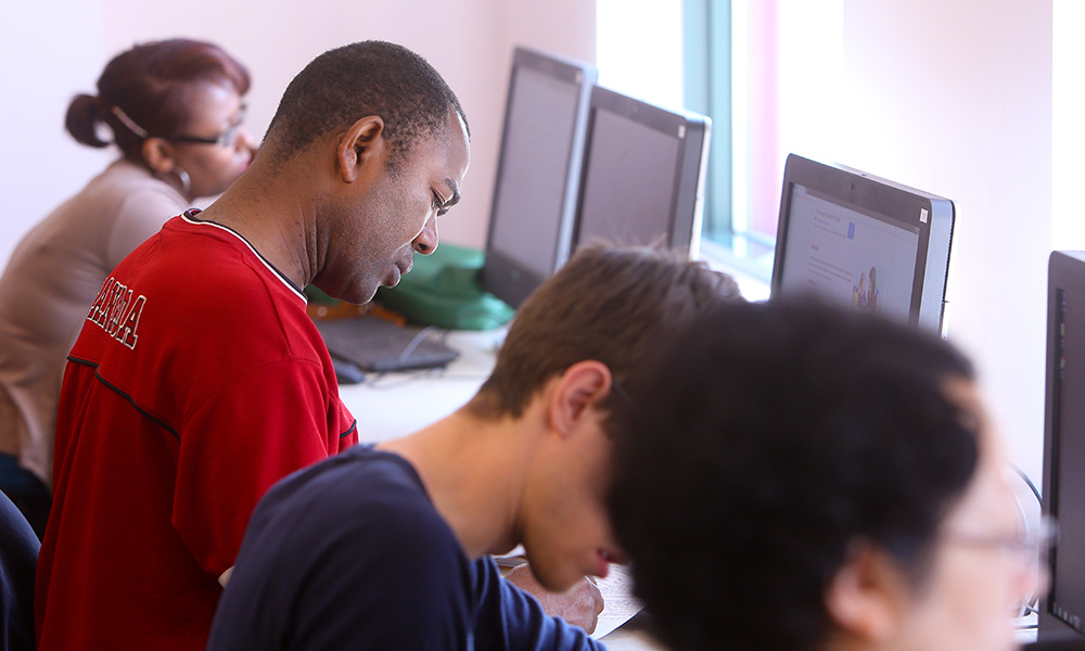 students at computers