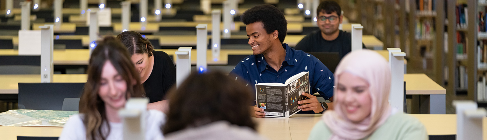 students studying in library