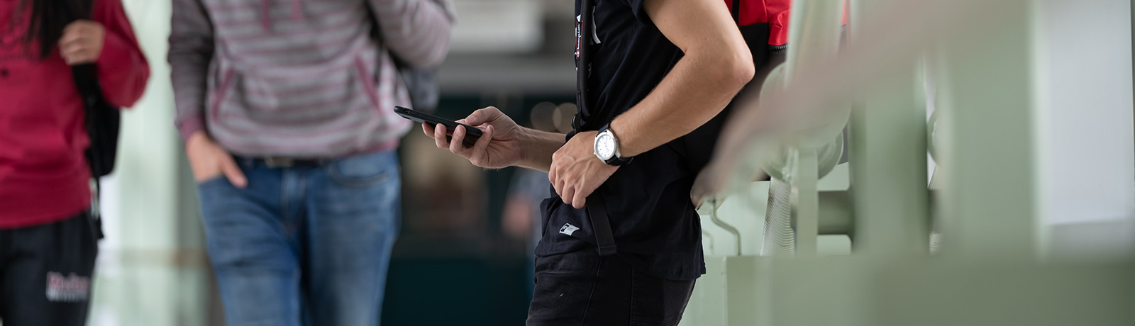 student on phone